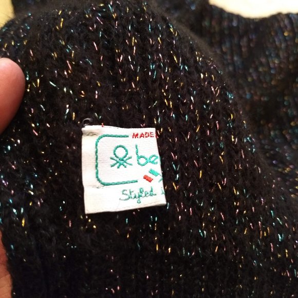 vintage 80s Benetton metallic chunky cable knit sweater dress NWOT - Picture 6 of 15